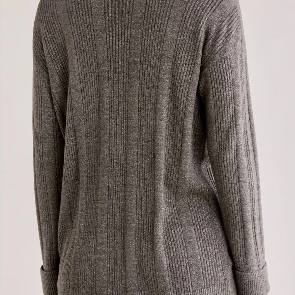 Barefoot Dreams Charcoal Ribbed Cardigan NWT - Picture 3 of 5